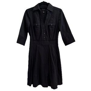 White House Black Market Dress Black Size 2, V Neck 3/4 Sleeves Wednesday button